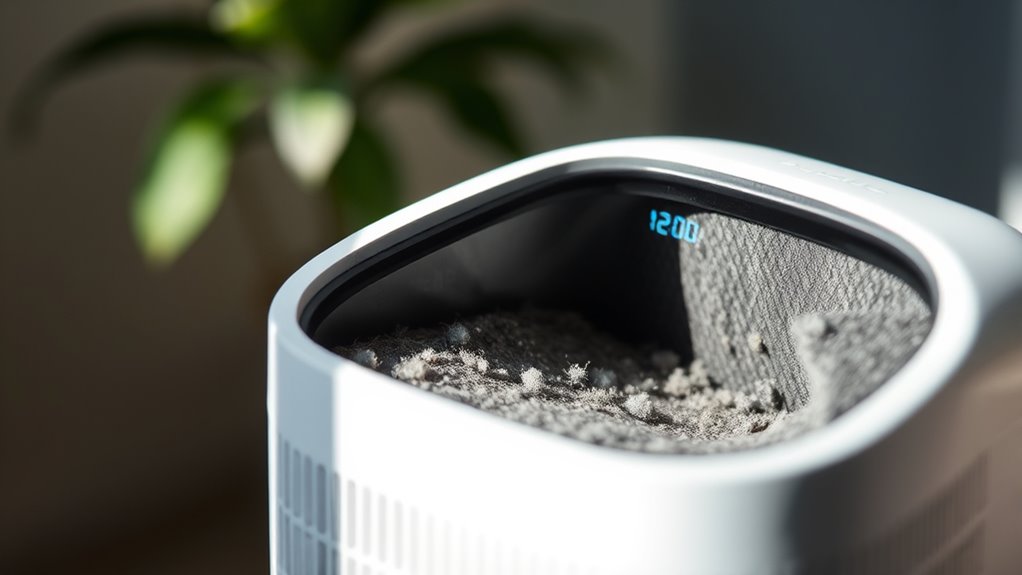 replace filter when visible debris