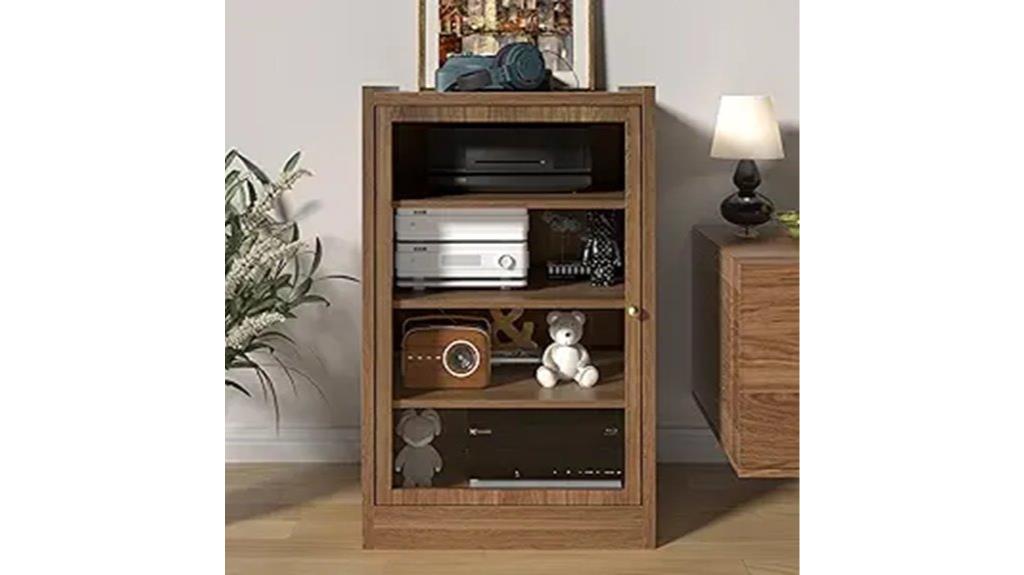walnut 5 tier media shelf