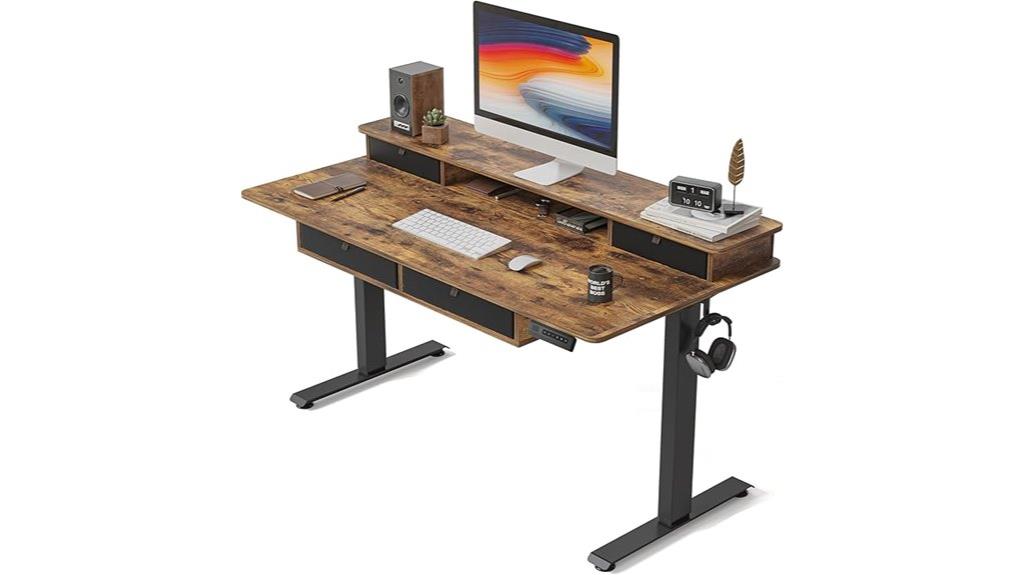 adjustable electric desk with drawers