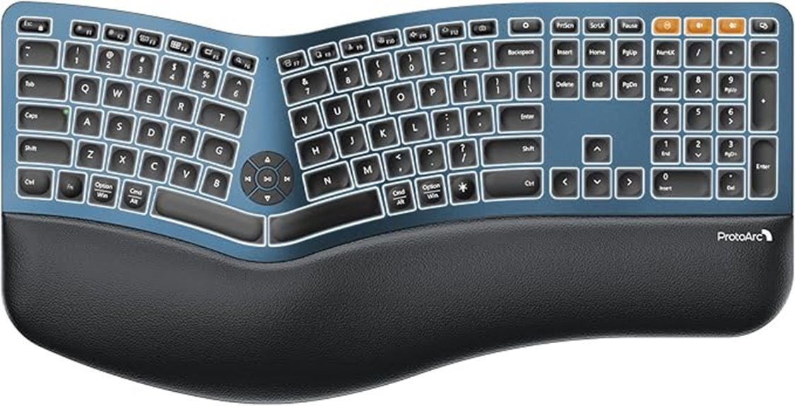 backlit ergonomic bluetooth keyboard