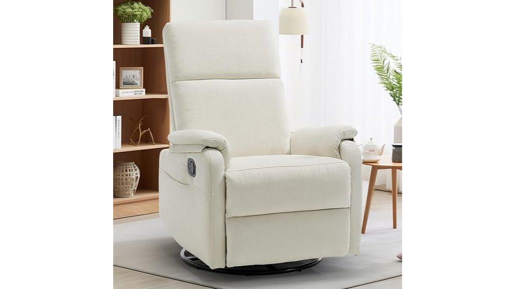 beige chenille recliner chair