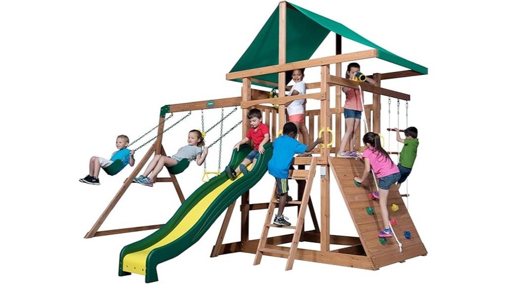 cedar wood backyard swing set