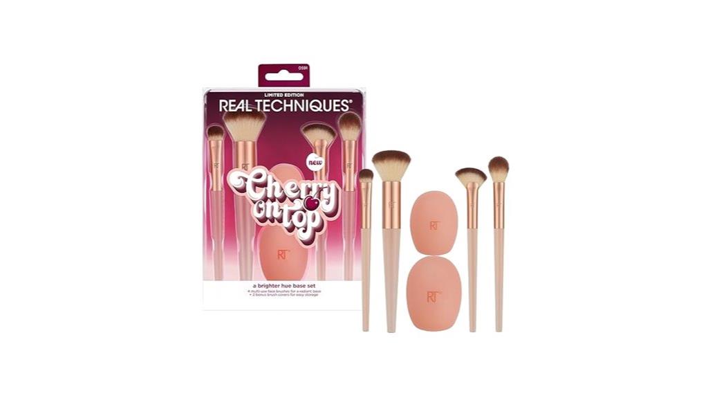cherry themed face brush set