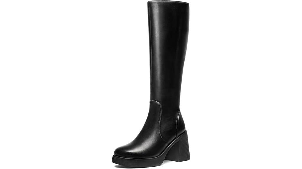 elegant black knee high boots