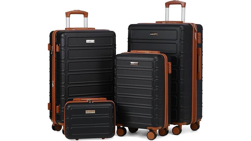 expandable black luggage set