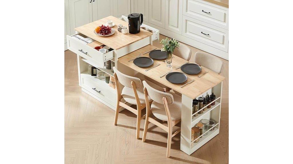 extendable kitchen island with storage