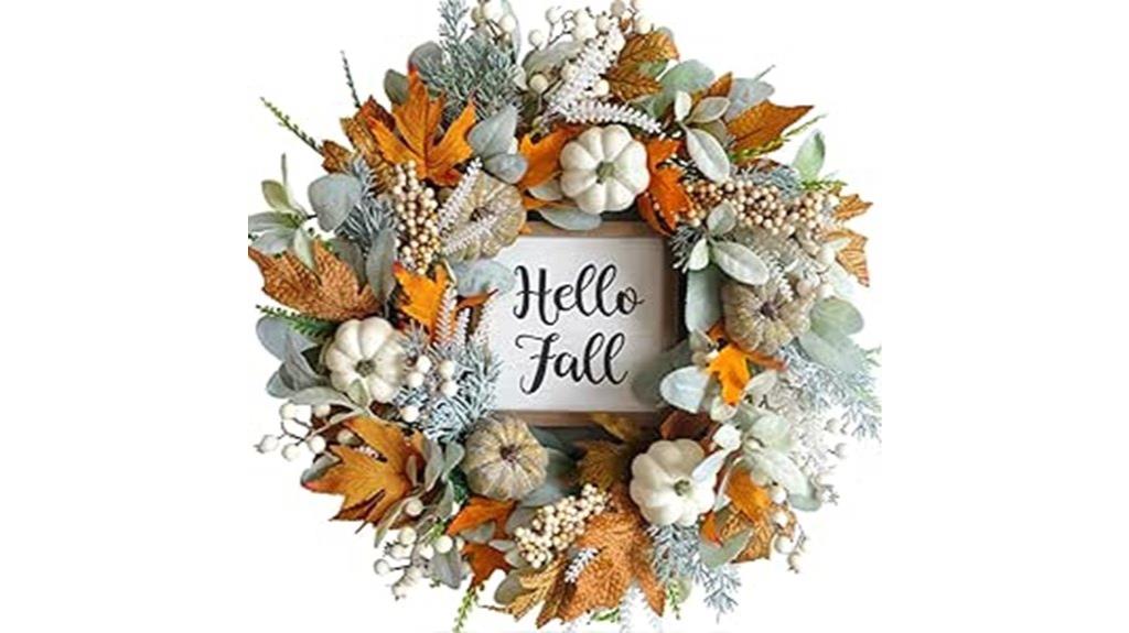 fall wreath with pumpkins