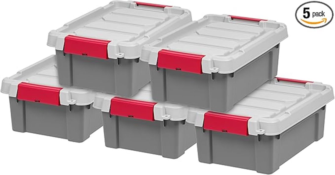 five pack lockable storage totes