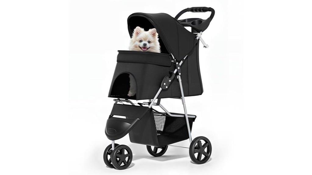 foldable pet stroller with cover
