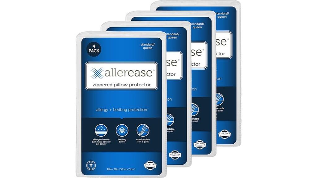 four pillow protectors included