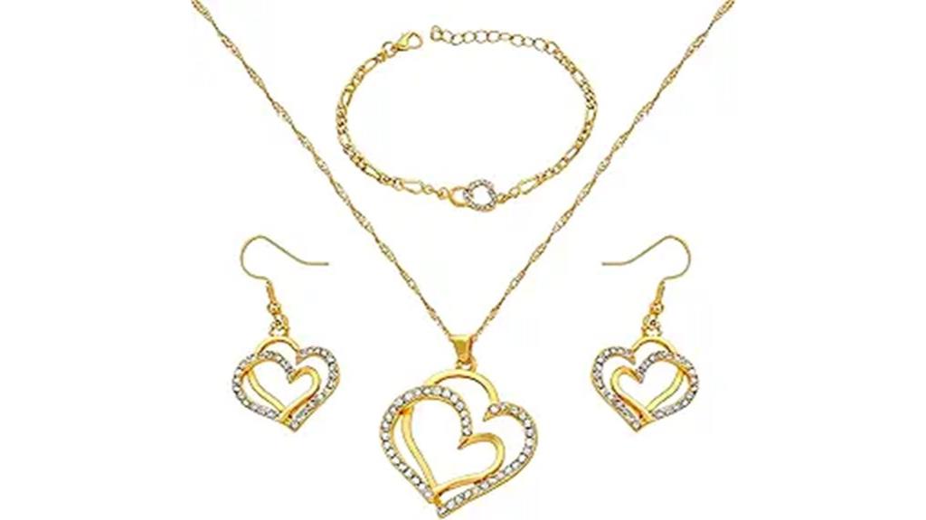 gold heart crystal jewelry