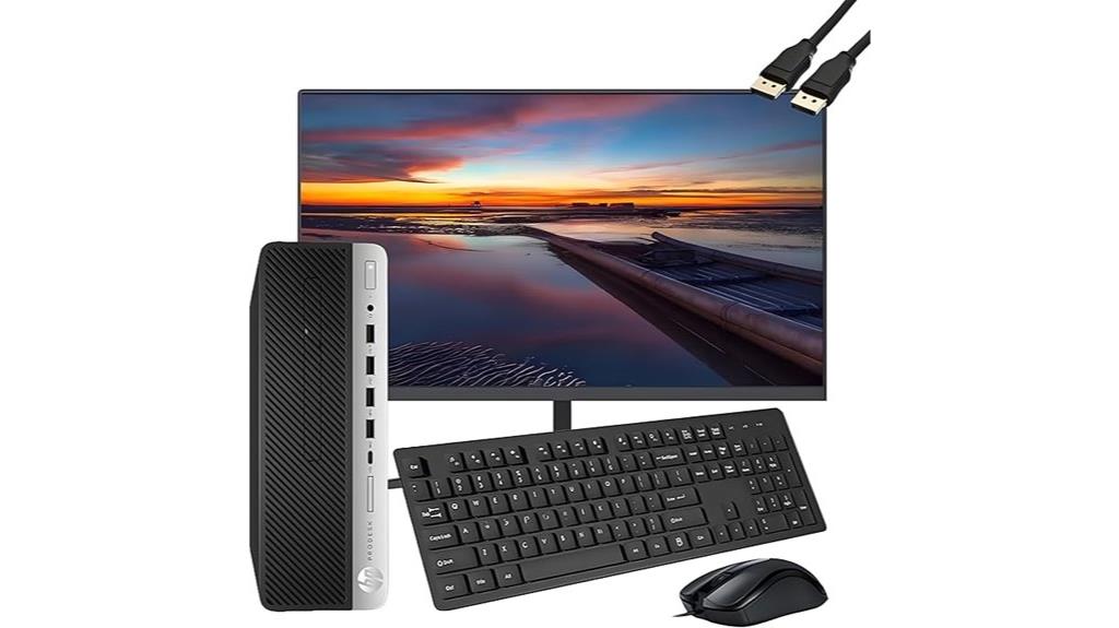 hp prodesk 600 g3 sff desktop with monitor