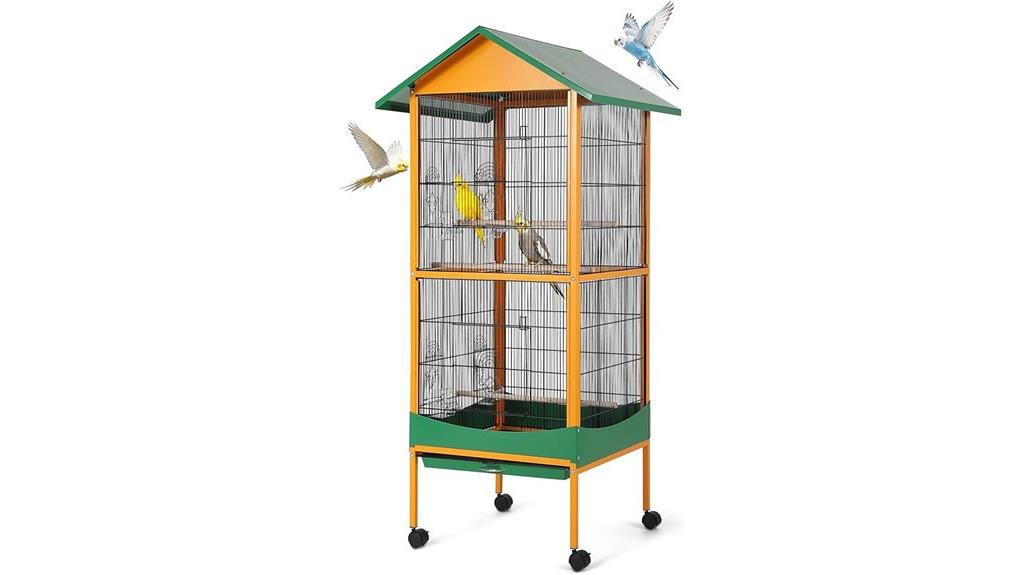 large bird cage with tray
