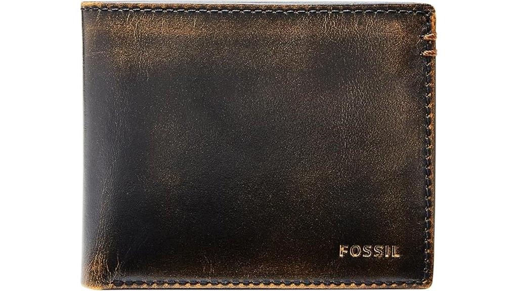 leather bifold wallet with flip id
