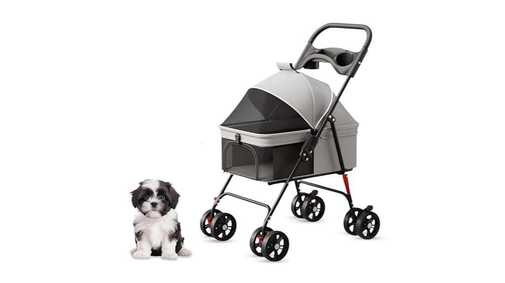 luxury 4 wheel foldable pet stroller