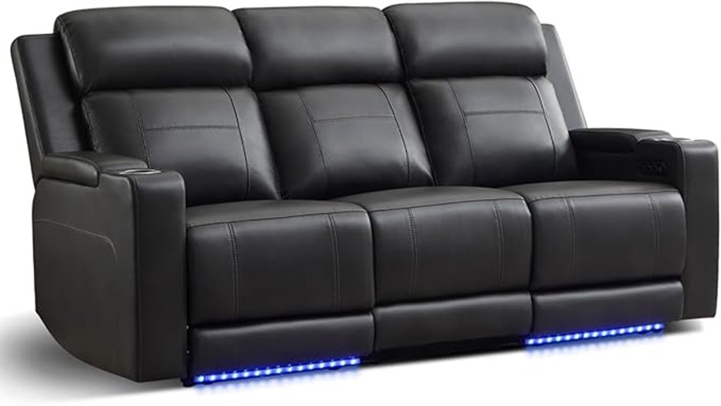 luxury dark grey reclining sofa