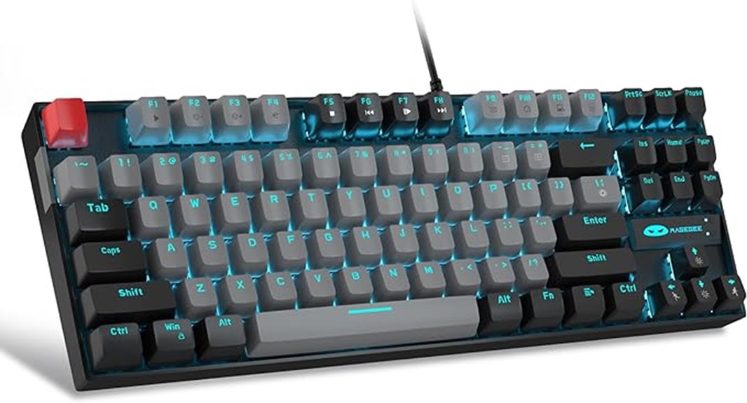 mechanical wired blue keyboard