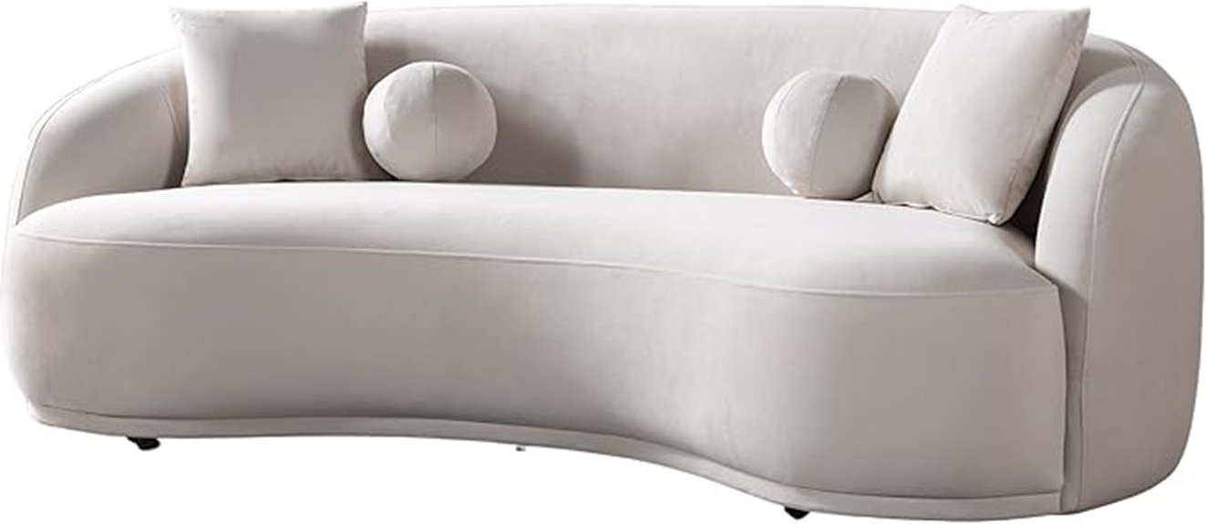 modern curved velvet sofa
