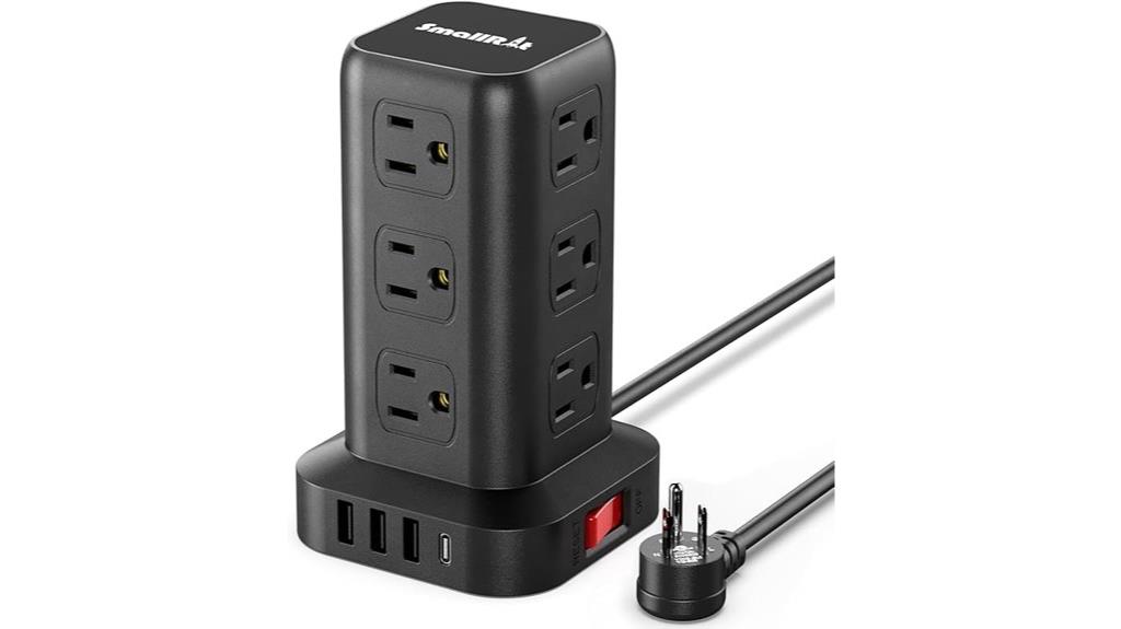 multi outlet surge protector tower