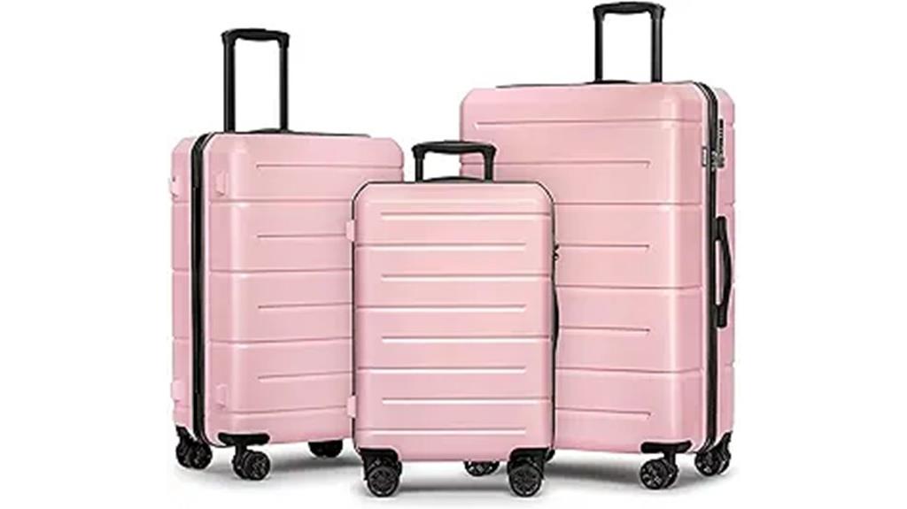 pink 3 piece luggage set