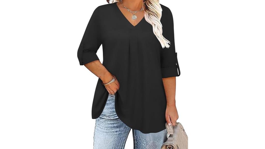 plus size v neck blouses