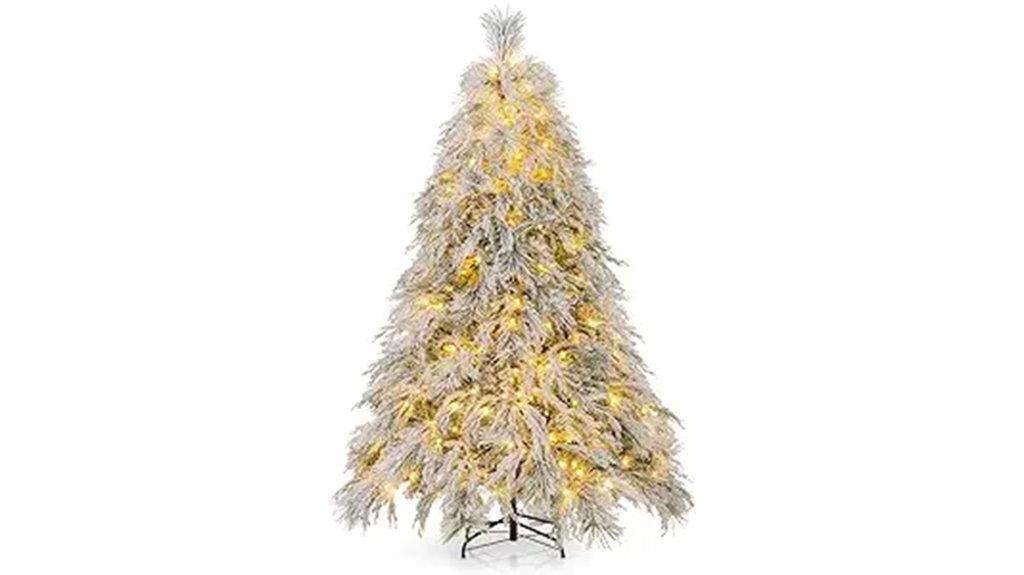 pre lit snow flocked tree