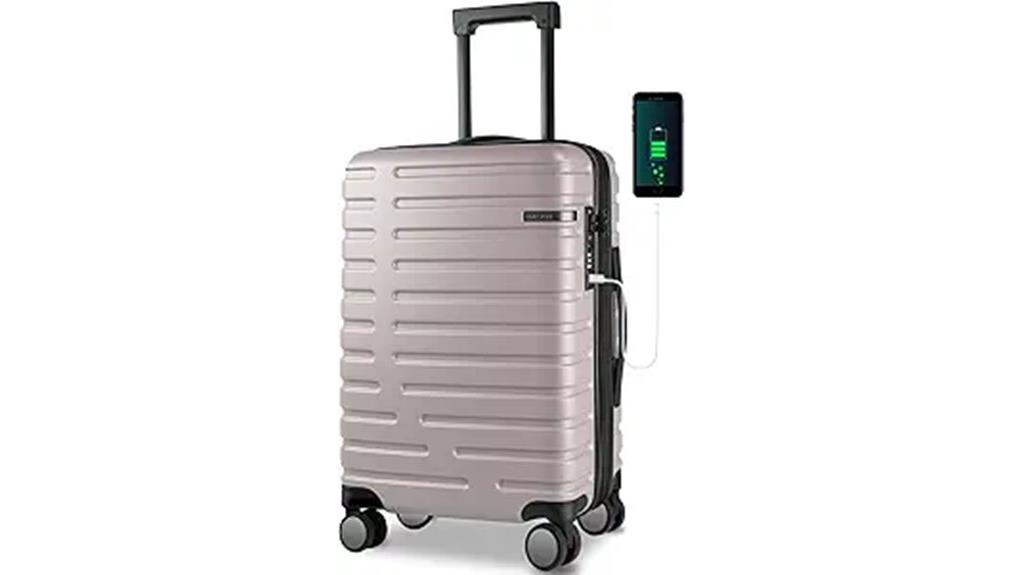 purple 20 inch spinner luggage