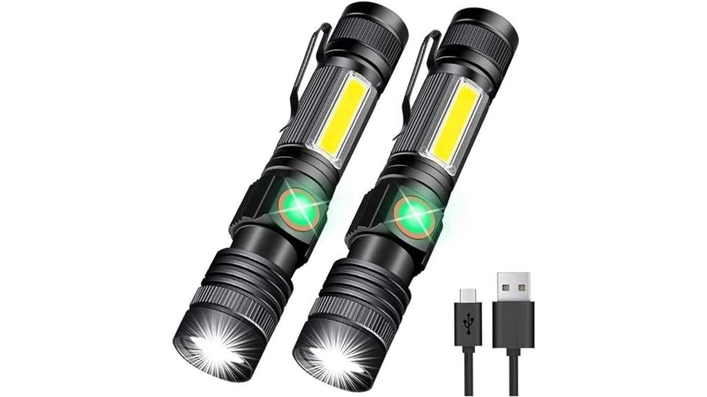 rechargeable led flashlight with magnetic and cob sidelights