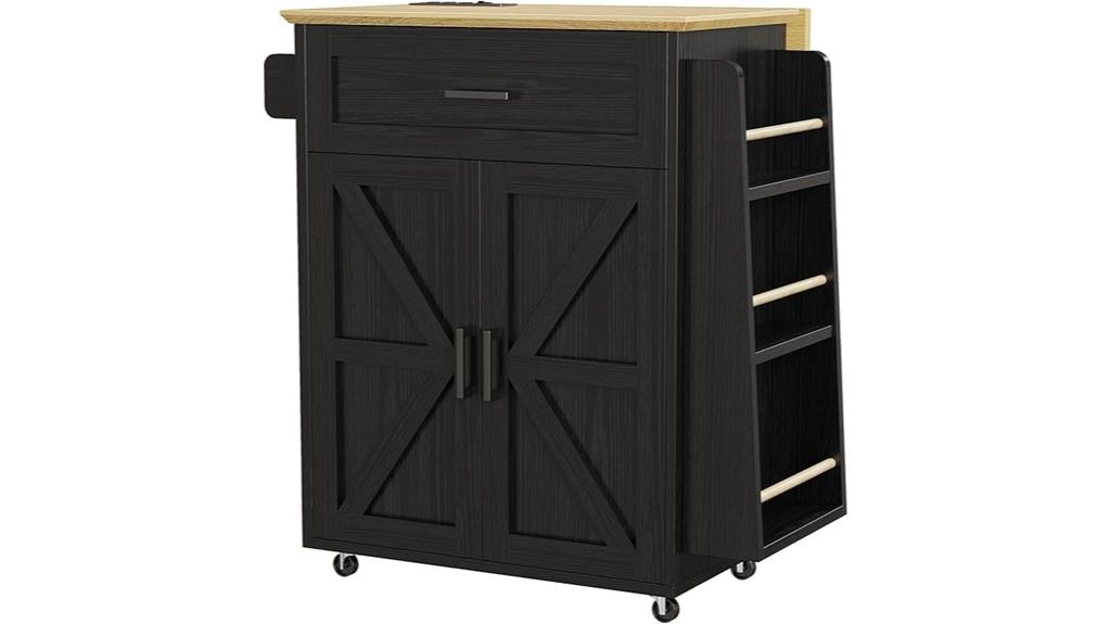 rolling kitchen cart with power