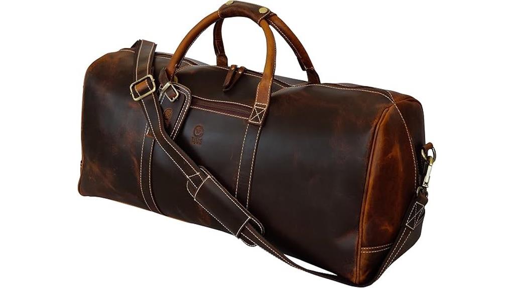 rustic leather duffle bag