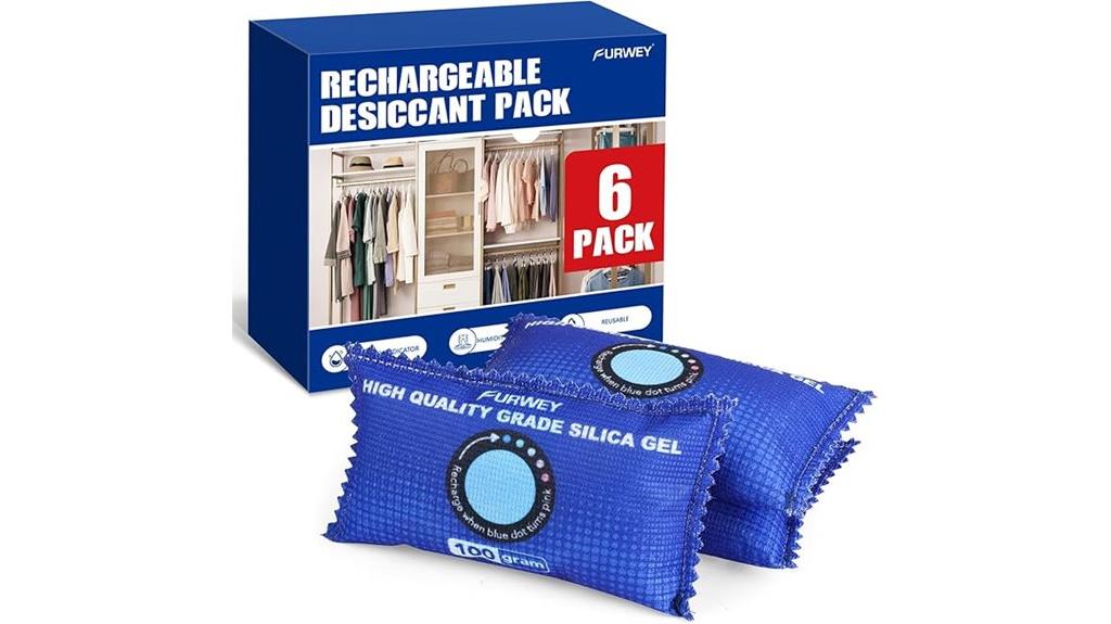 six 100g rechargeable desiccant packs