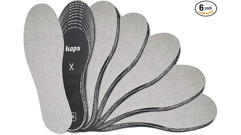six pair odor resistant insoles
