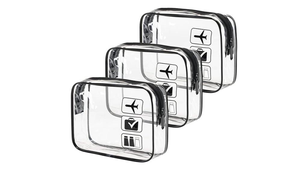 three pack tsa toiletry bags
