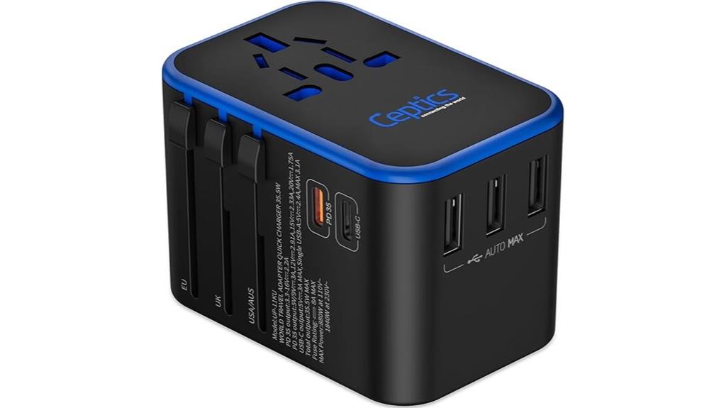universal travel adapter with dual usb c