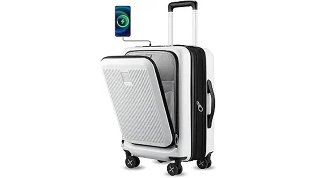white 20 inch luggage