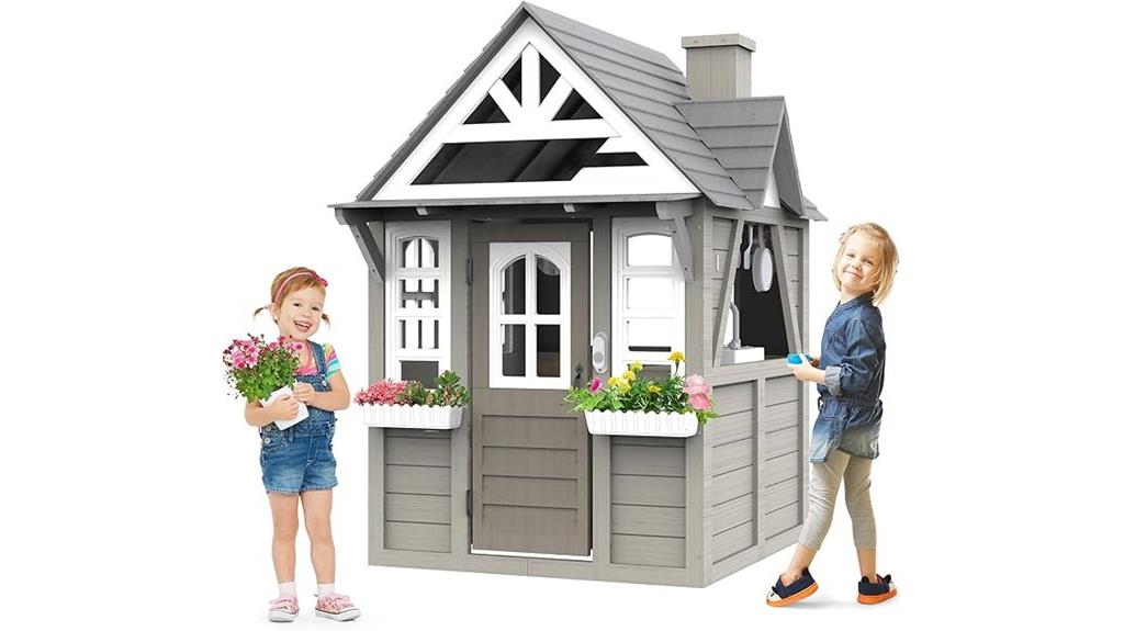 wooden kids playhouse with accessories