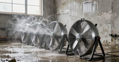 top flood drying air movers