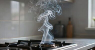 smoke disperses beyond stove