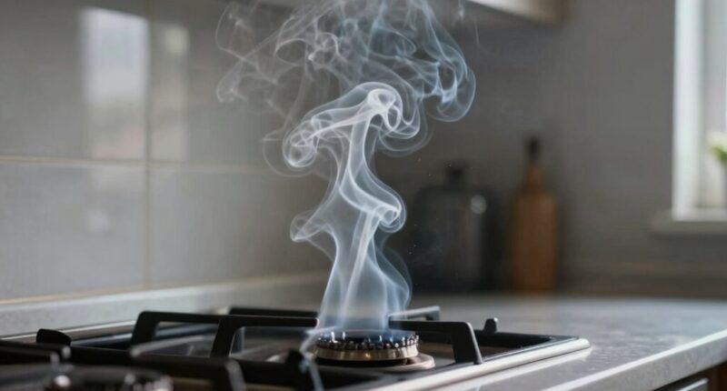 smoke disperses beyond stove