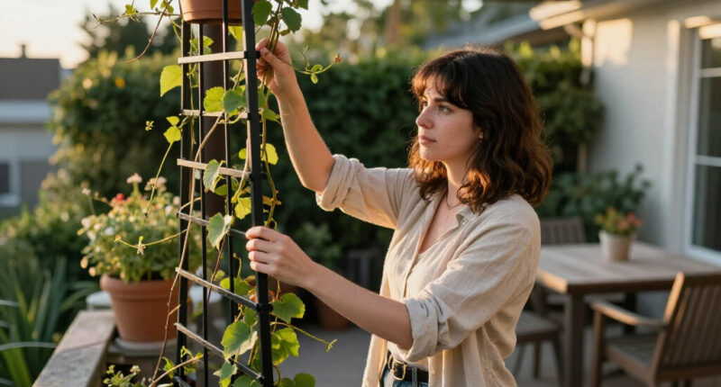 Zooey Deschanel's Black Trellis Is A Beautiful Addition To Her Terrace – And There's A Reason To Copy It